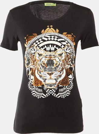 Versace Jeans Black Tiger Print Fabric Blend