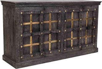 Wanderlust Deco Aparador De Madera Gris 180x46x96 Cm