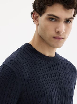 Le 31 Mens Twisted-cable short-sleeve sweater