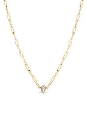 Thatch Astra Pav&eacute; Paperclip Necklace in 14K Gold Plated at Nordstrom
