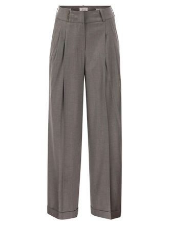 PESERICO Pantalones el&aacute;sticos de lana virgen de sastre Peserico con pliegues delanteros