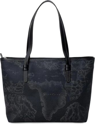 Alviero Martini 1A Classe Elegante leren handtas met gemengd materiaal - Dames - Shoppers - Zwart - ONE Size - Katoen - Tassen