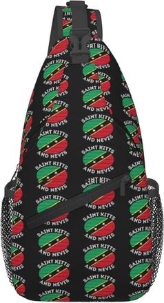 Generic Saint Kitts And Nevis Roots Flag Sling Bag Lightweight Crossbody Bag Breathable Sling Backpack For Shopping Outdoors Sports