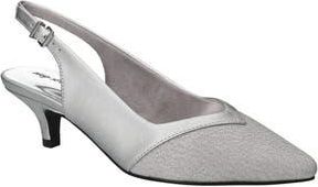 Easy Street Vivid Kitten Heel Slingback Pump in Silver Satin-Glitter at Nordstrom Rack, Size 8.5