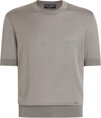 Dolce & Gabbana T-shirts en Polos - Heren - Ronde hals truien - Grijs - M - Truien & Vesten