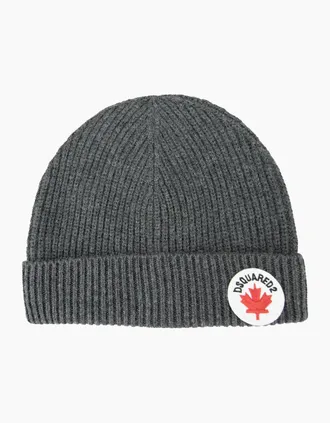 Dsquared2 Mens Dsquared2 Maple Leaf Beanie Dark Grey - Size: L