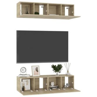 Berkfield Home TV Cabinets 4 pcs Sonoma Oak 60x30x30 cm Engineered Wood in Light Oak | Size: 60 x 30 x 30 cm