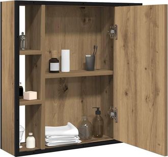 Berkfield Home Sturdy Bathroom Mirror Cabinet Artisan Oak 60x16x60 cm Engineered Wood in Brown | Size: 60 x 16 x 60 cm