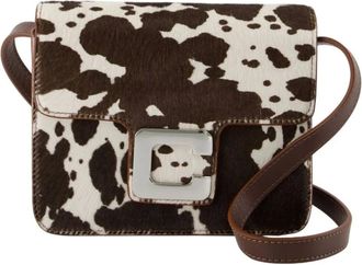 Carel Tassen, Dames, Bruin, ONE Size, Leer, Witte Pony Leren Crossbody Tas