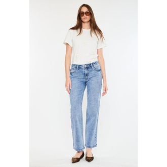 Kancan Tamia Essentials Mid Rise True Straight Jeans in Medium Wash at Nordstrom, Size 24