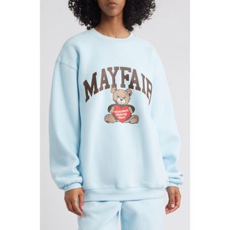 The Mayfair Group Bear Fleece Graphic Sweatshirt in Blue at Nordstrom Rack, Size Large/x-Large