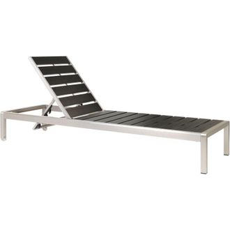 Beliani Beliani - Modern Garden Lounger Reclining Adjustable Back Black and Silver Base Nardo