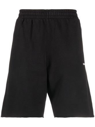 Off-white logo-print cotton track shorts - Black