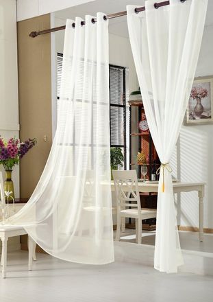 Woltu Woltu 2 Pz Tende Trasparenti Drappeggi Con Occhielli Finestra Voile Leggero Crema 140x225cm,tenda Senza Cinghie