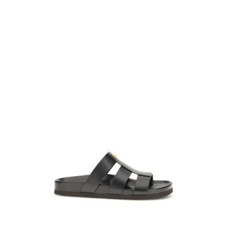 Valentino Garavani Black Calf Leather Bos Taurus Mens Sandals