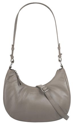 Bruno Banani Umh&auml;ngetasche BRUNO BANANI, Damen, Gr. B/H/T: 28cm x 24cm x 9cm onesize, grau, Leder, leicht gl&auml;nzend, unifarben, Taschen Umh&auml;ngetasche, echt Leder