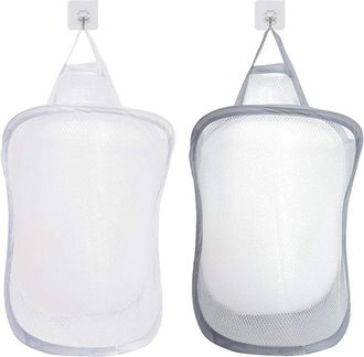 OEM Gris, Blanco Cesto De Ropa, Organizador De Ropa Plegable, Neceser Plegable, Organizador De Juguetes Colgante Con 2 Asas (ganchos No Incluidos)