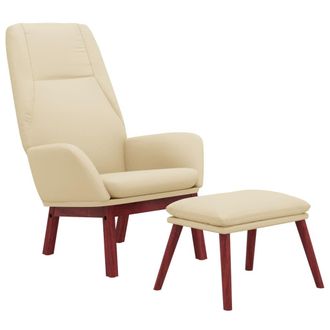 vidaXL Sill&oacute;n De Relax Con Taburete Tela Color Crema Vidaxl