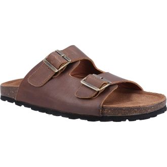 Hush Puppies Nash Slider Leather Mens Brown Sandals - Size UK 10