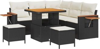 vidaXL Vidaxl - Garden Sofa Set with Cushion 8 pcs Black Poly rattan