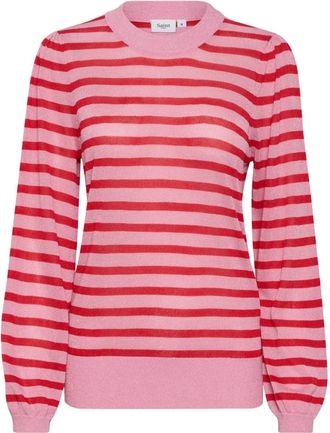 Saint Tropez Glansroze Pullover - Dames - Ronde hals truien - Rood - L - Truien & Vesten