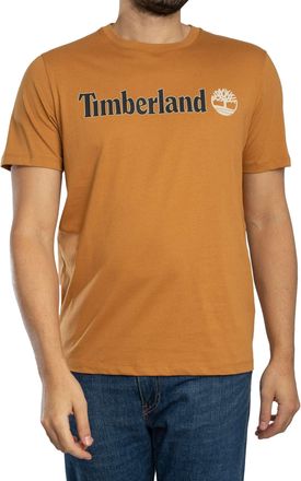 Timberland Linear Logo Short Sleeve tee T-Shirt for Men, Wheat Boot, L
