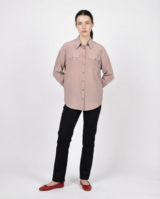 Brunello Cucinelli Sand Silk Western-Style Shirt, Size X-Small