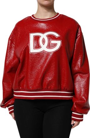 Dolce & Gabbana Red Wool DGLogo Embroidery Pullover Womens Sweater