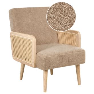 Beliani Beliani - Sill&oacute;n Tapizado En Tela Boucl&eacute; Dise&ntilde;o Retro Reposabrazos De Trenza Vienesa Para Sala De Estar Beige Arena Hojby