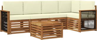 vidaXL Conjunto De Sof&aacute;s De Exterior 6 Uds. Natural Y Crema Vidaxl