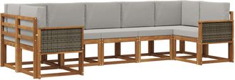 vidaXL Conjunto De Sof&aacute;s De Exterior 7 Uds. Natural Y Gris Claro Vidaxl