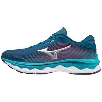 Mizuno Womens Wave Sky 5 Running Shoes In Legion Blue-Silver