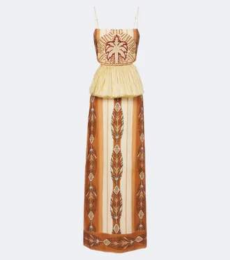 Johanna Ortiz Vestido largo Andean Mythology de lino