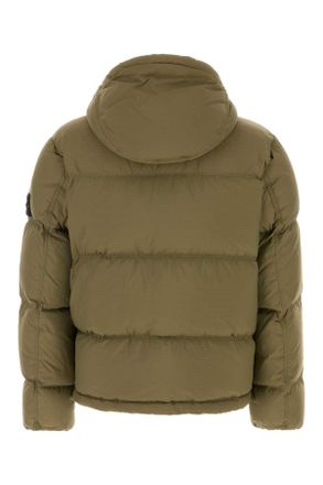 Stone Island Mens Army Green Nylon Down Jacket Giubbini