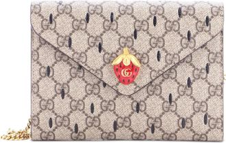 Gucci Strawberry Wallet on Chain Printed GG Coated Canvas Mini crossbody bag - Marrone