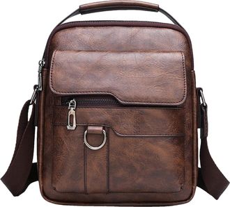Generic Messenger Bag for Men - PU Leather Shoulder Bag Retro Crossbody Bag for Work and Travel | Adjustable Strap Messenger Bag, Vintage Large Capacity Mens 