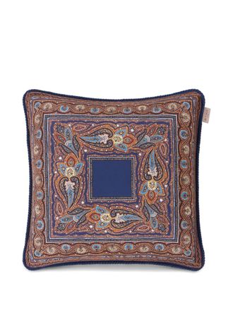 Etro Home floral-paisley silk cushion (45cm x 45cm) - Blue