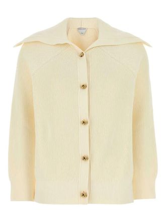 Bottega Veneta Knot Buttons Ribbed Wool Cardigan