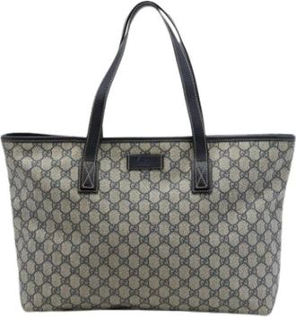 Gucci Pre-owned Canvas Tote Bag - Dames - Vintage Shopper - Beige - ONE Size - Leer - Vintage