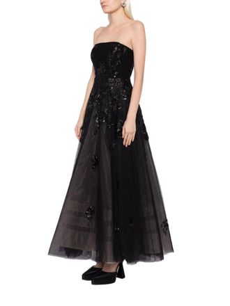 Saiid Kobeisy Tulle Beaded Dress With A Crepe Strapless Top