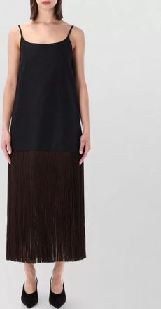 Alaia spaghetti strap midi dress fringe hem