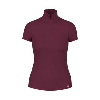 Marc Cain T-shirt met hoge hals en split - Dames - Tops - Paars - Maat: XL Katoen