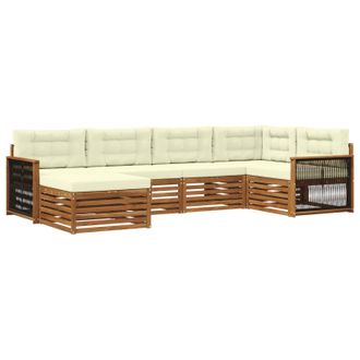 vidaXL Conjunto De Sof&aacute;s De Exterior Con Coj&iacute;n 6 Pcs Natural Y Crema Vidaxl
