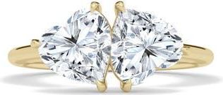 HauteCarat Lab Grown Diamond Twin Heart Ring in 18K Yellow Gold at Nordstrom, Size 7.5