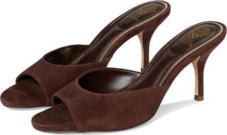 Vince Camuto Prynn High Heel Mule Sandal Womens Dress Sandals Brownie : 8.5 M, Leather