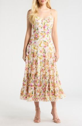 ASTR the Label Lianna Tiered Maxi Sundress in Pink Multi Floral at Nordstrom, Size X-Small