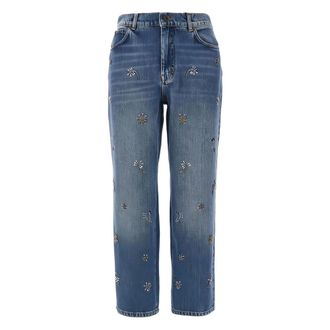 Max Mara Jeans, Dames, Blauw, S, Denim, Wkdmanetta Geborduurde Denim Jeans
