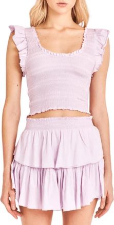LoveShackFancy Ruffle Mini Skirt In Lilac
