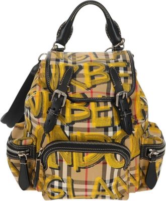 Burberry Graffiti Rucksack Backpack Vintage Check Canvas Beige Canvas Backpack Bag (Pre-Owned)