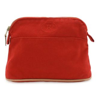 Herm&egrave;s Red Color Canvas Pouch (Pre-Owned)